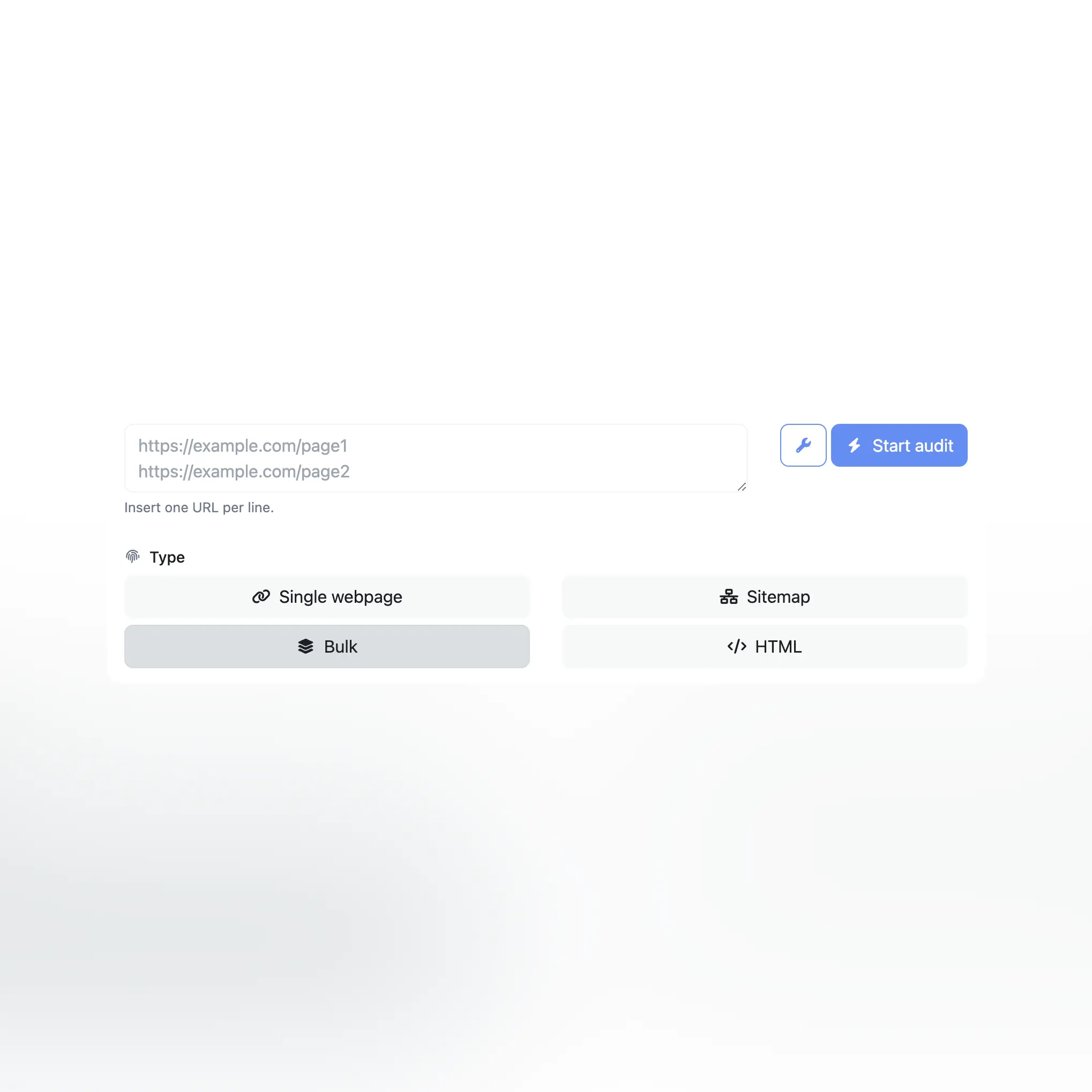 Captura de tela do formulário do gerador de auditoria do aplicativo